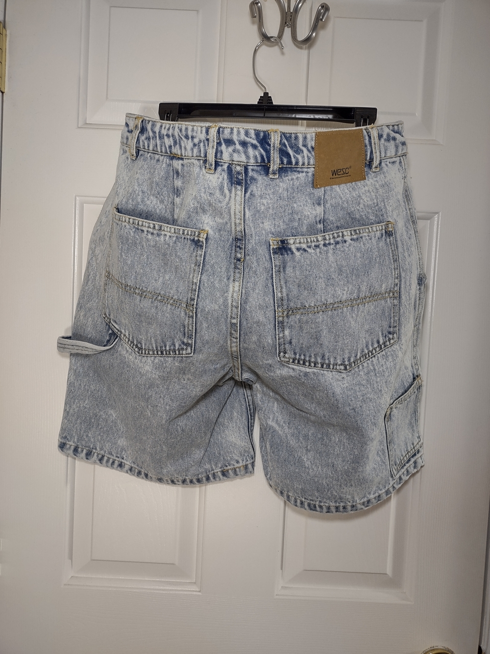 WESC Men's Acid Wash Denim Carpenter Shorts - Pale Blue (Read Pls)